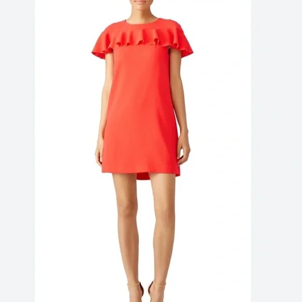 Trina Turk Charleston Ruffle Mini Dress Size 10 Orange Preppy Event Party